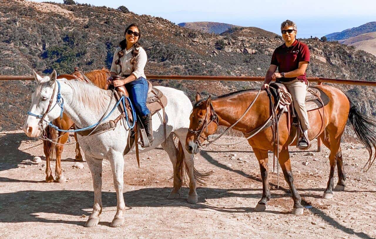 Horse riding at foothills of the Santa Ynez mountains