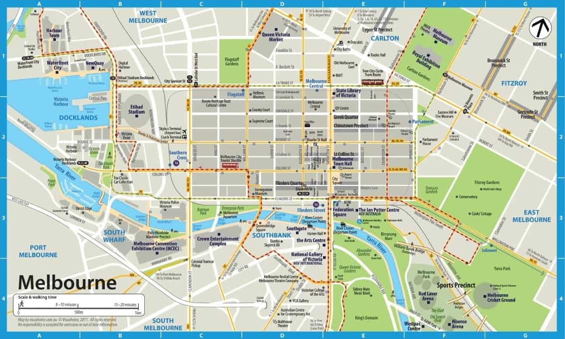 Map of Melbourne city centre