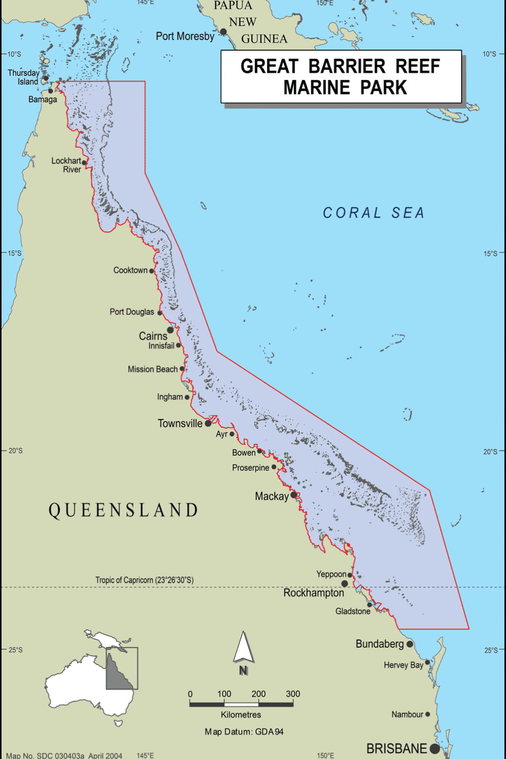 Location of the Great Barrier Reef