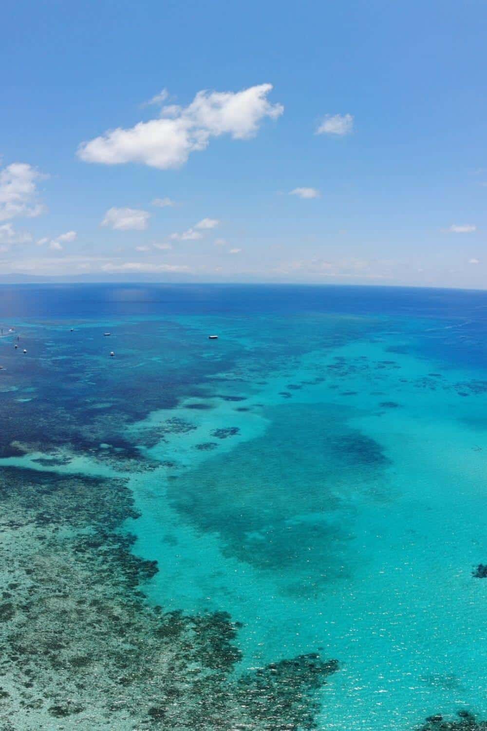 Helicopter ride view over the Great Barrier Reef