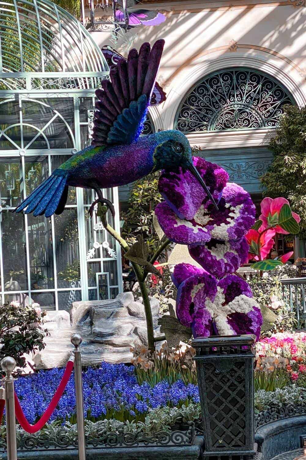 Bellagio luxury hotel conservatory spring London garden flowers and humming bird display