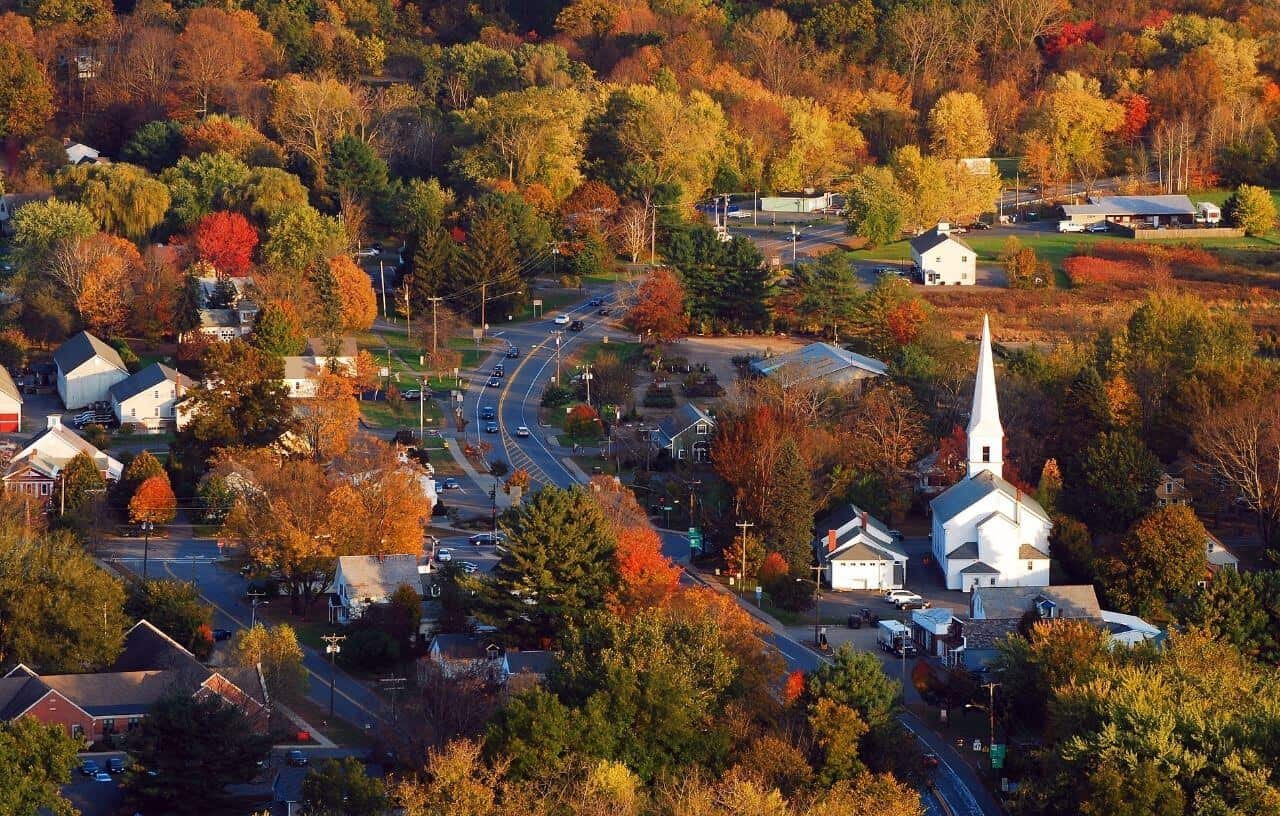 Fall foliage in a small town in New England