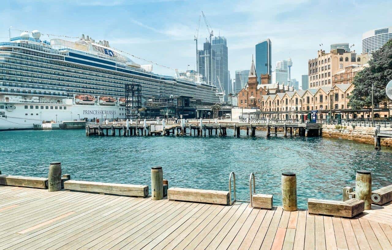 Cruise ship docked in Circular Quay in Sydney Harbour