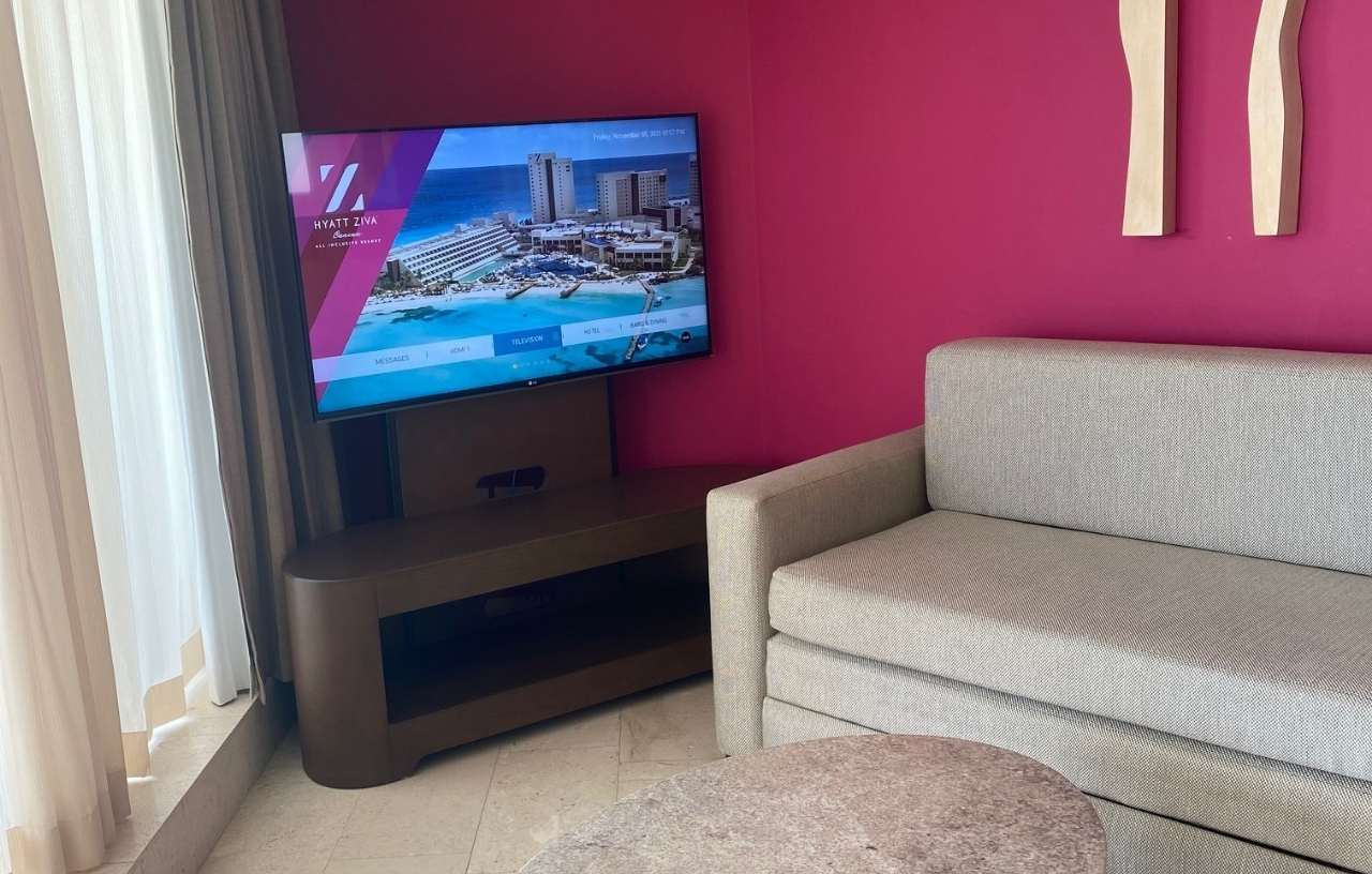 Living room at the all-inclusive Hyatt Ziva Cancun corner suite